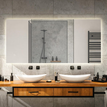 Nora Rectangular Frameless Anti-Fog Aluminum Back-lit Tri-color LED Bathroom Vanity Mirror with Smart Touch Control - JONATHAN Y